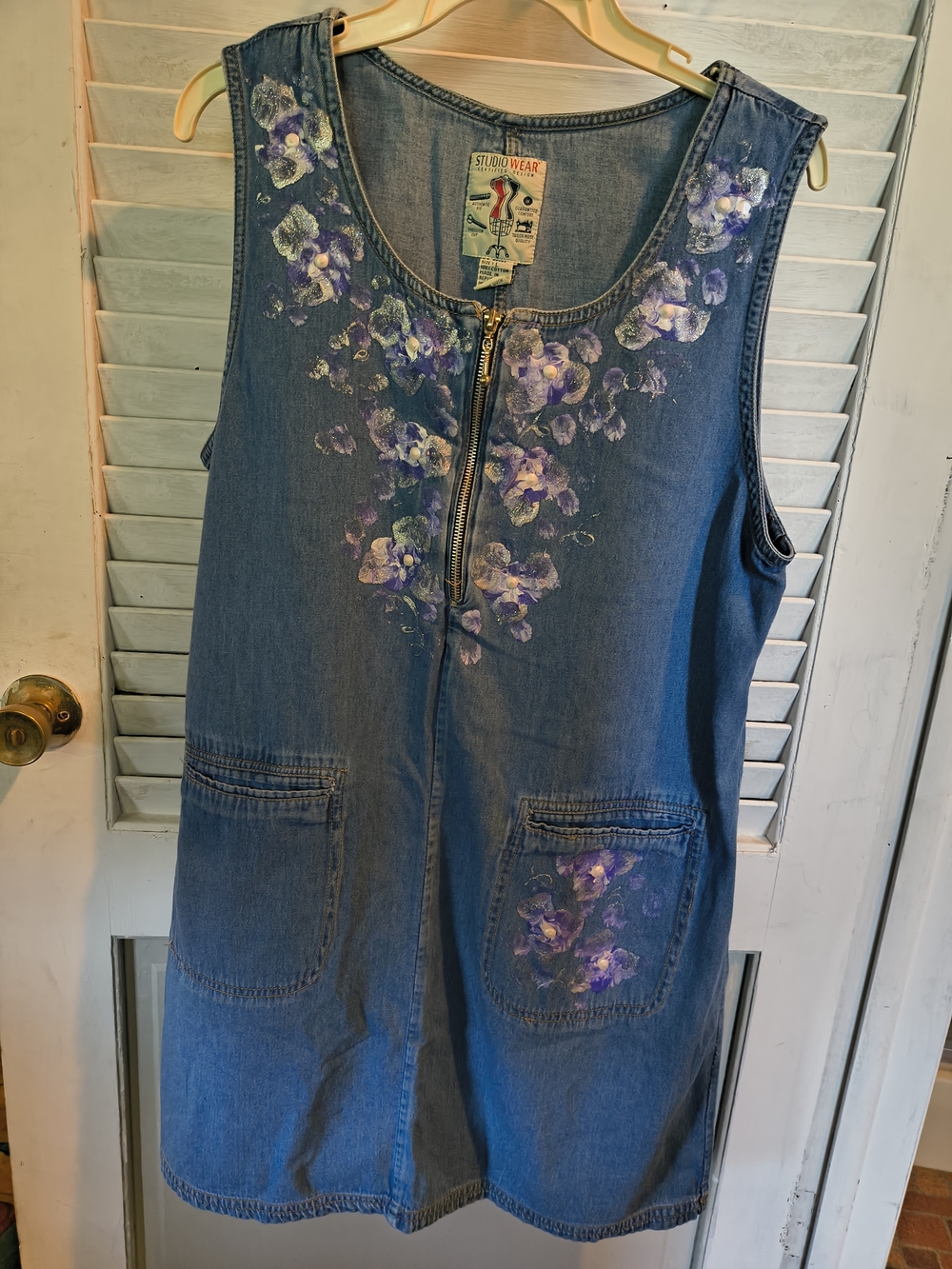 Studio Wear Floral Painted Denim Jumper size large